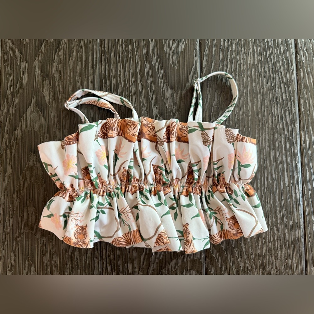 Kortni Jeane Floral Tiger Print Kids Bikini Top
